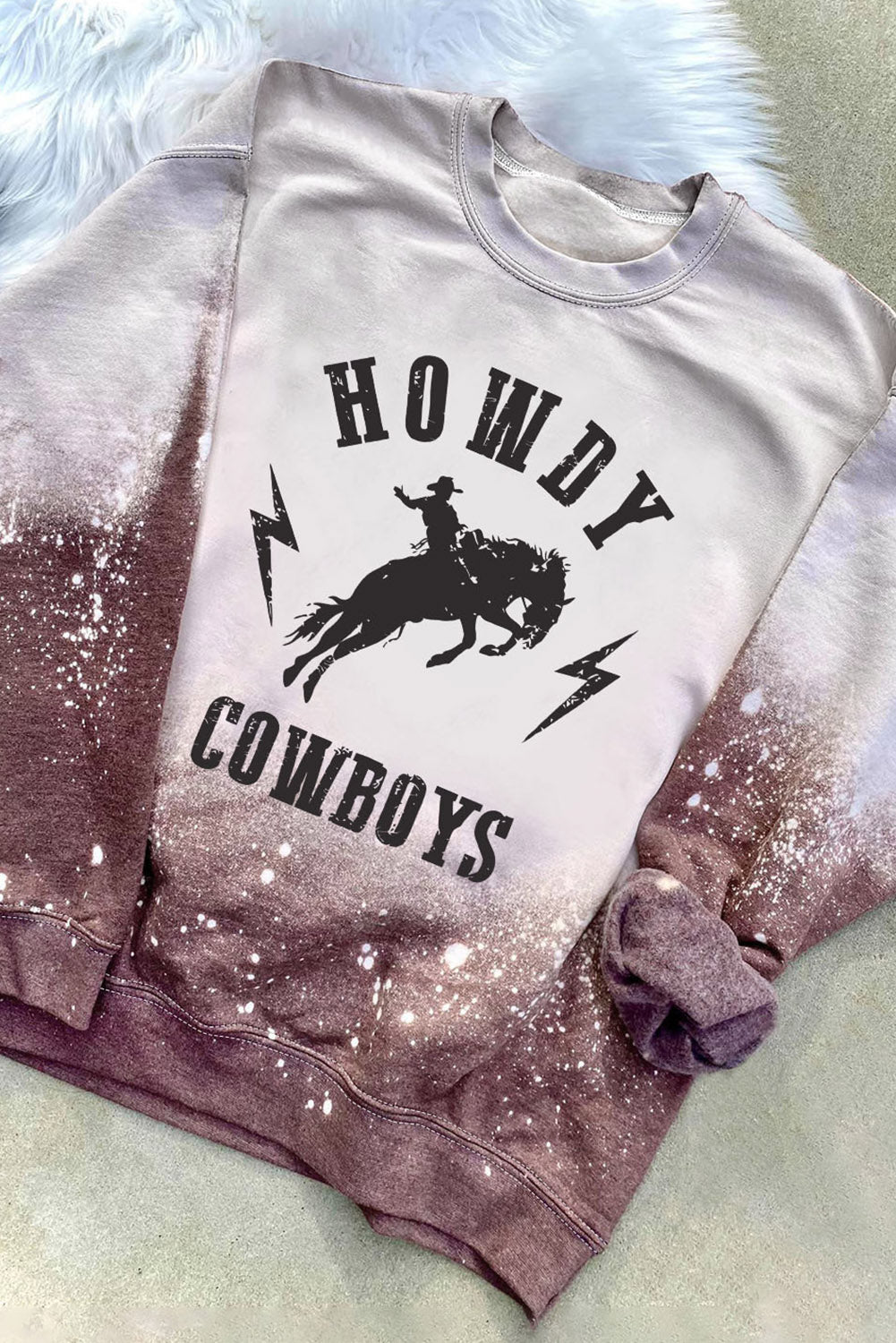 Casual HOWDY COWBOYS Tie Dye Print Graphic Sweatshirt Graphic Sweatshirts JT's Designer Fashion