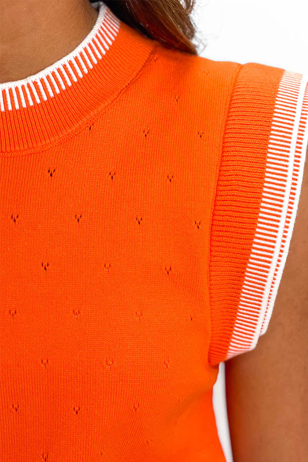 Carrot Contrast Stitching Trim Sweater Vest Pre Order Sweaters & Cardigans JT's Designer Fashion