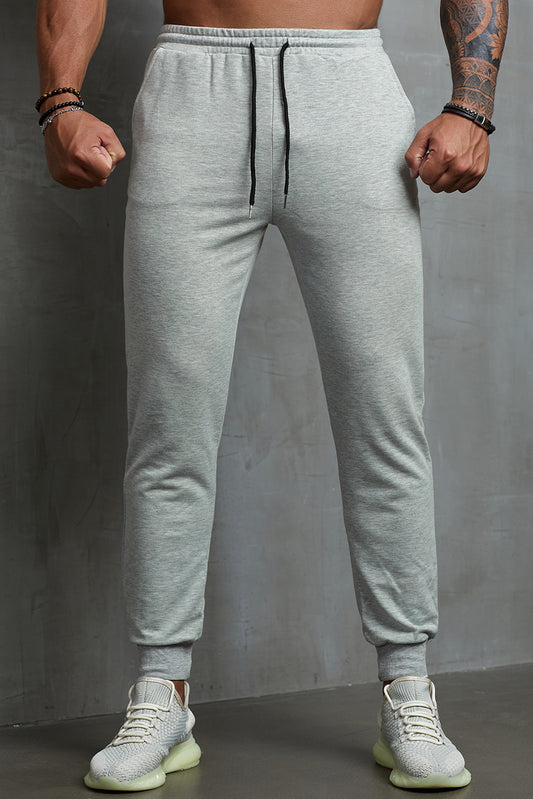 Gray Elastic Waist Men's Joggers Pants Gray 65%Polyester+35%Cotton Men's Pants JT's Designer Fashion