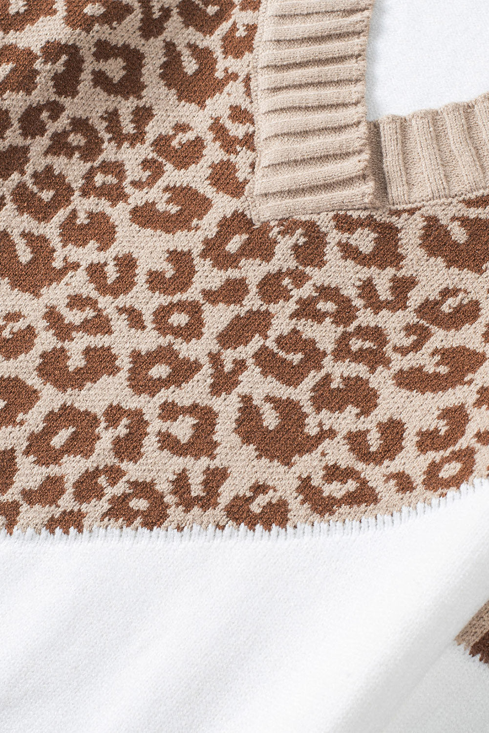 Leopard Splicing Off Shoulder Pullover Sweater Sweaters & Cardigans JT's Designer Fashion
