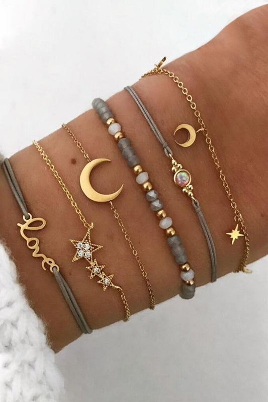 Moon & Star 6 Pieces Bracelet Jewelry JT's Designer Fashion