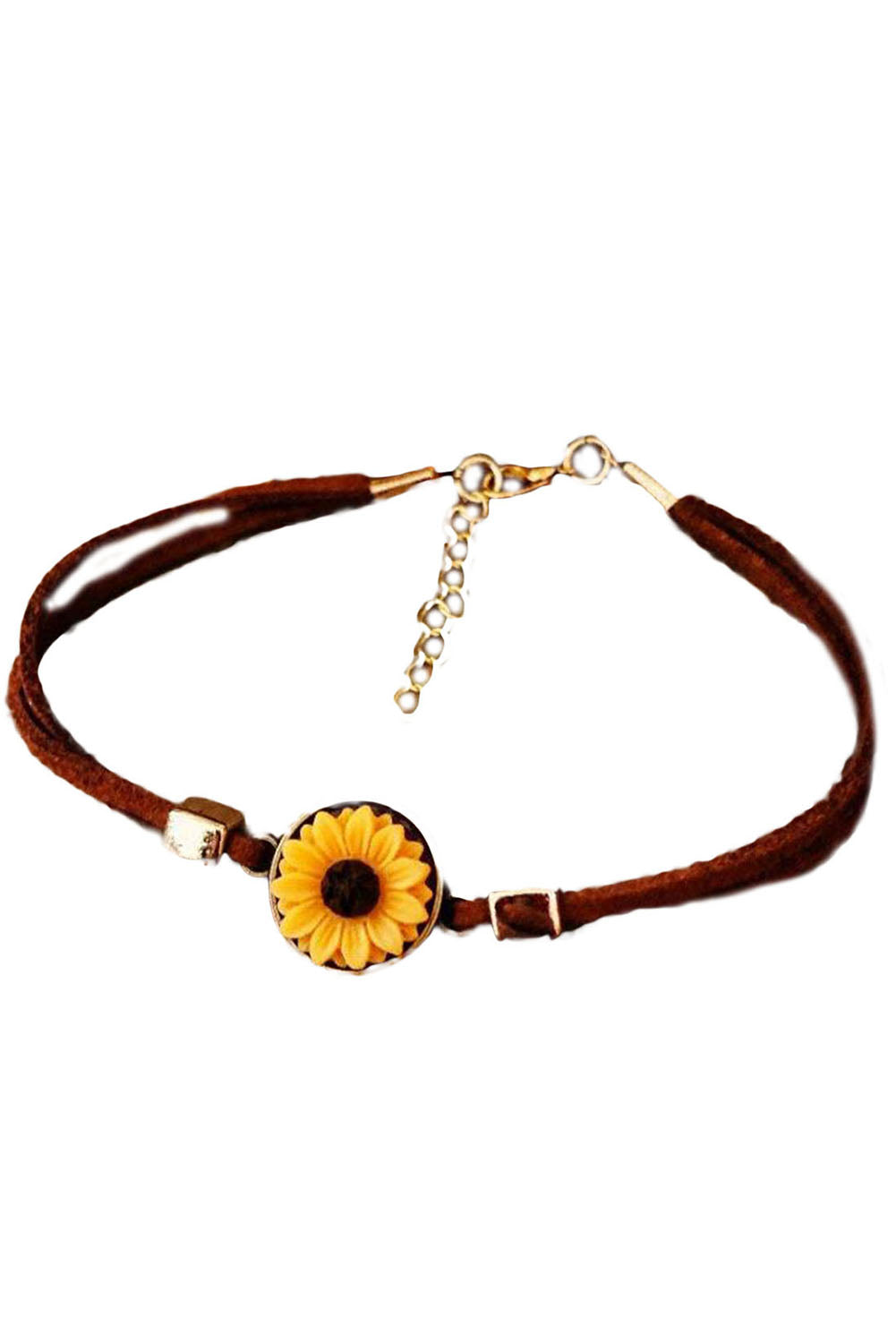 Vintage Sunflower Leather Bracelet Jewelry JT's Designer Fashion
