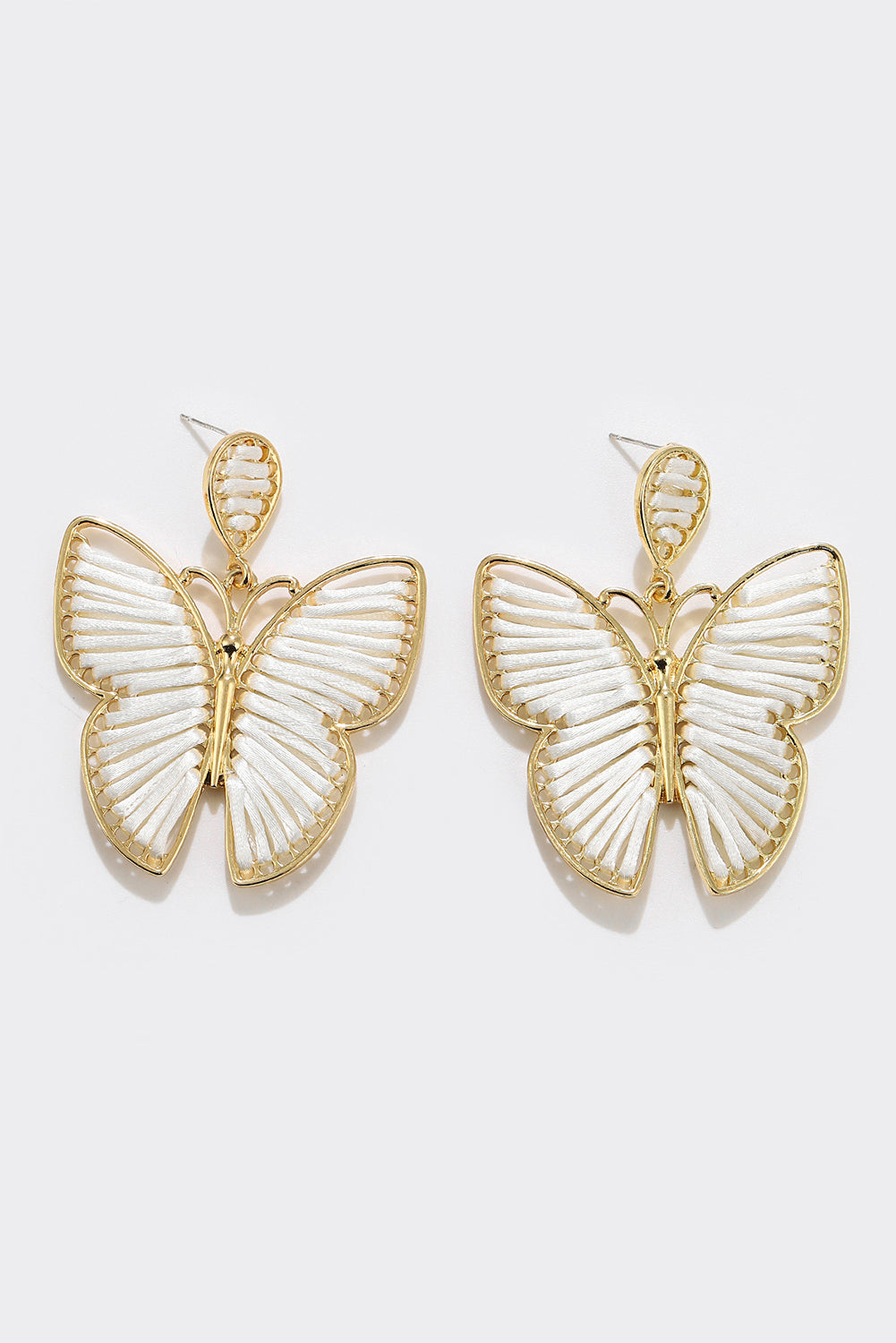 White Butterfly Woven Alloy Earrings Jewelry JT's Designer Fashion