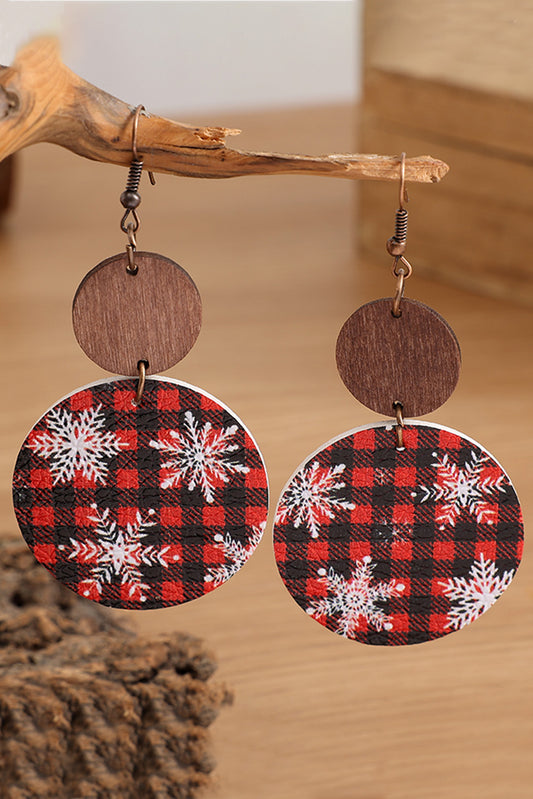 Red Christmas Snowflake Buffalo Plaid Earrings Jewelry JT's Designer Fashion