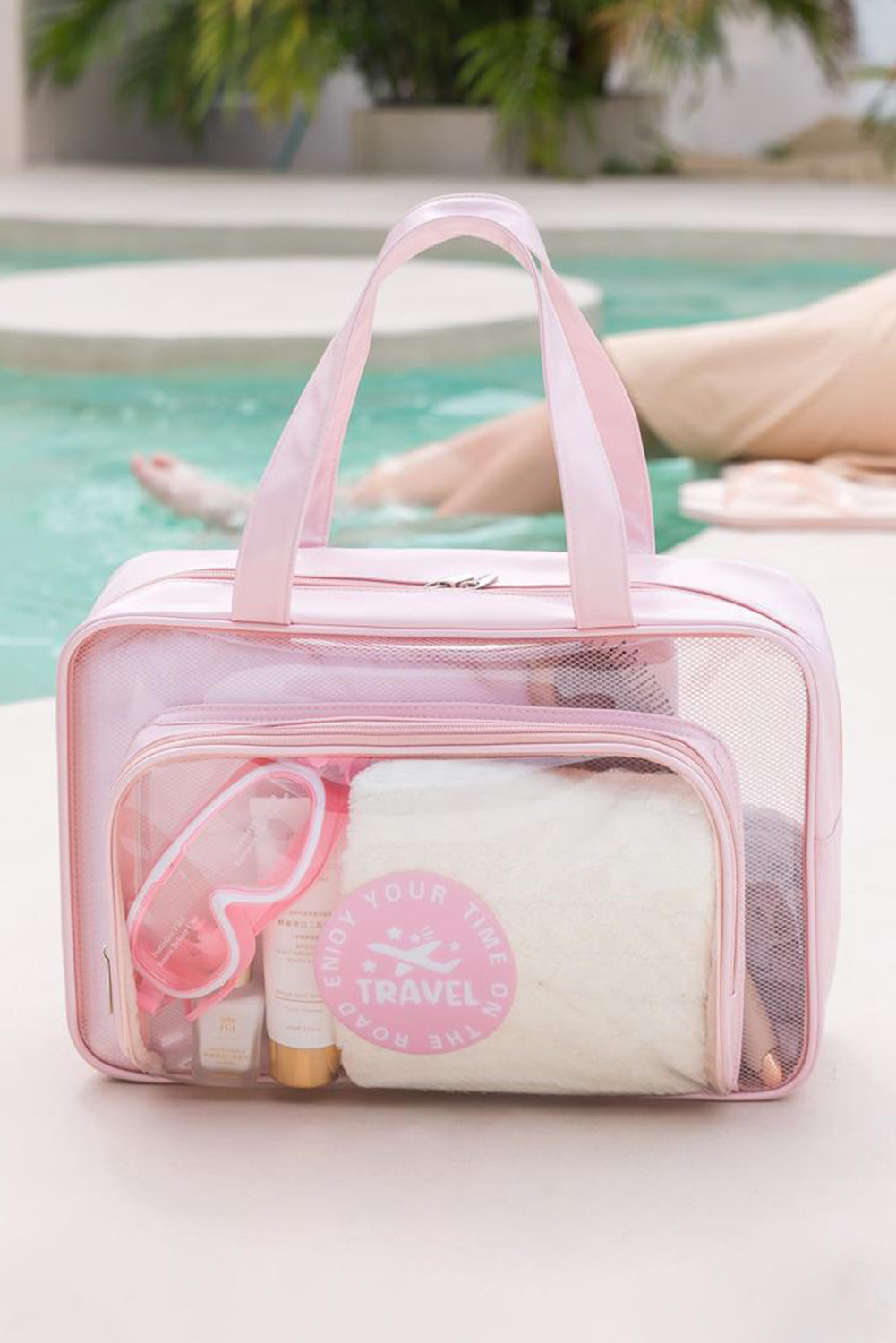 Pink Waterproof Multi Pockets Transparent Travel Makeup Bag Makeup Bags JT's Designer Fashion