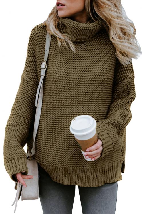 Sage Green Cozy Long Sleeves Turtleneck Sweater Sweaters & Cardigans JT's Designer Fashion