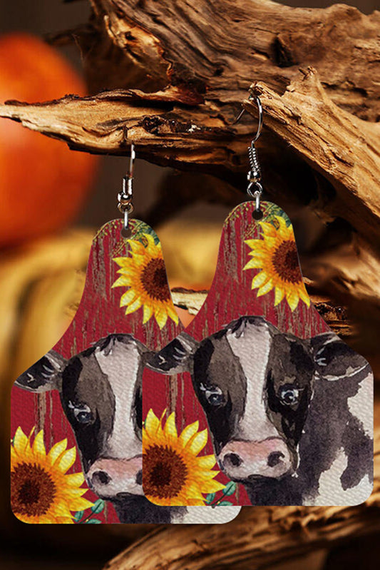 Cow Sunflower Drop Earrings Jewelry JT's Designer Fashion