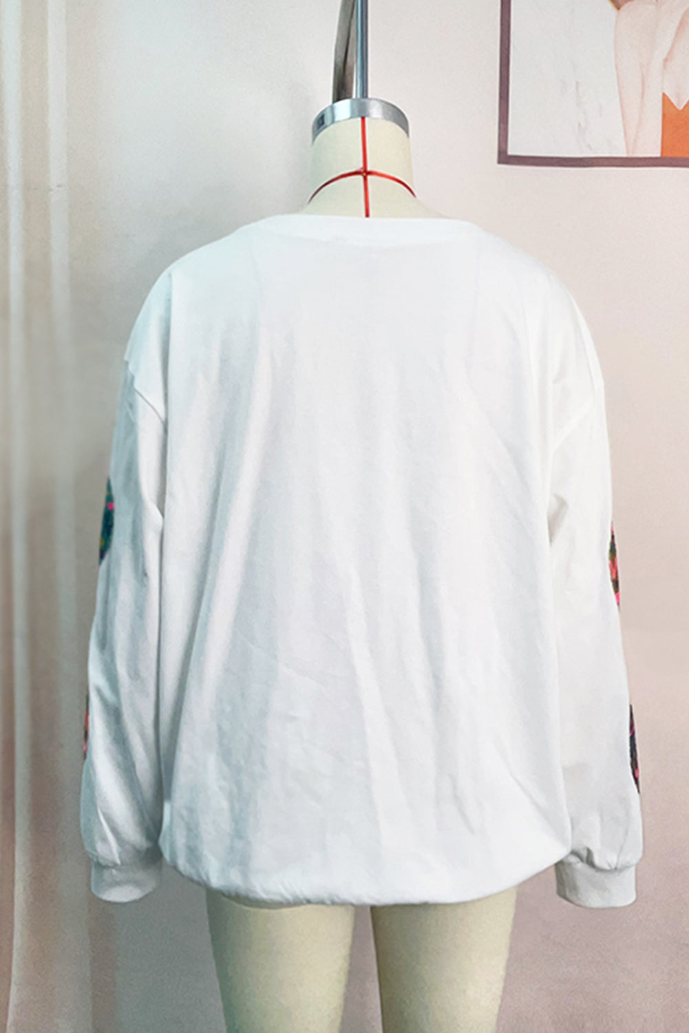 White Sequined Easter Egg Drop Shoulder Oversized Sweatshirt Sweatshirts & Hoodies JT's Designer Fashion