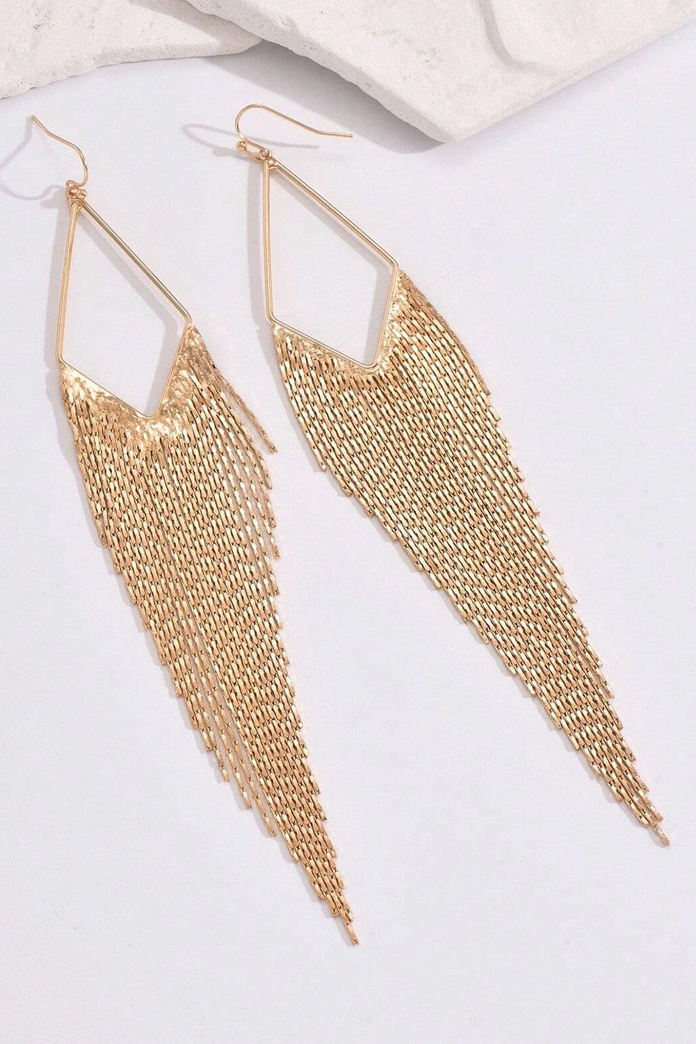 Gold Tassel Long Chain Dangle Earrings Jewelry JT's Designer Fashion