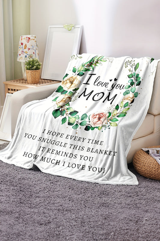 White I Love You MOM Floral Large Blanket 130*150cm Other Accessories JT's Designer Fashion