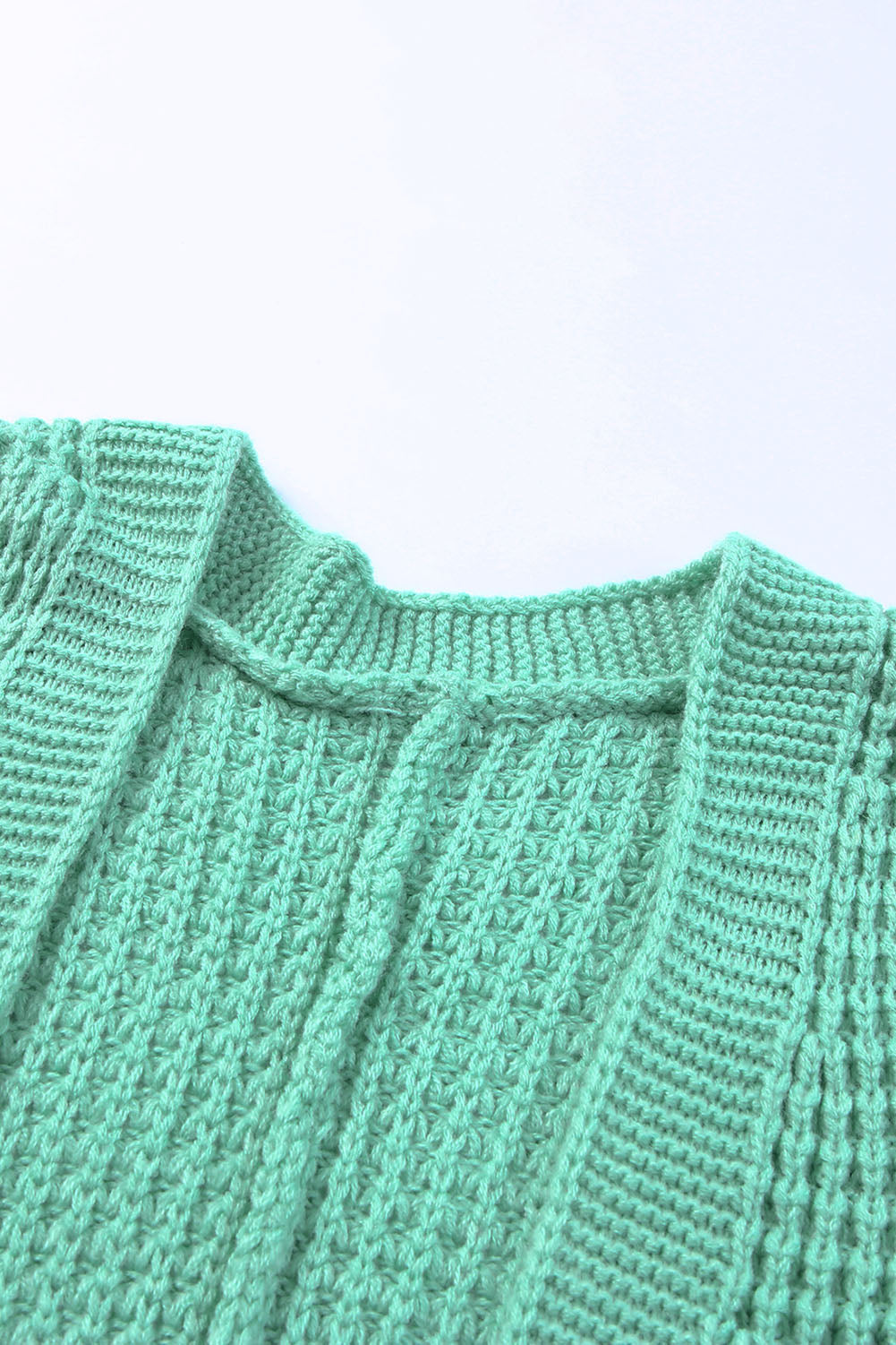 Green Long Line Open Front Knitted Cardigan with Pockets Sweaters & Cardigans JT's Designer Fashion