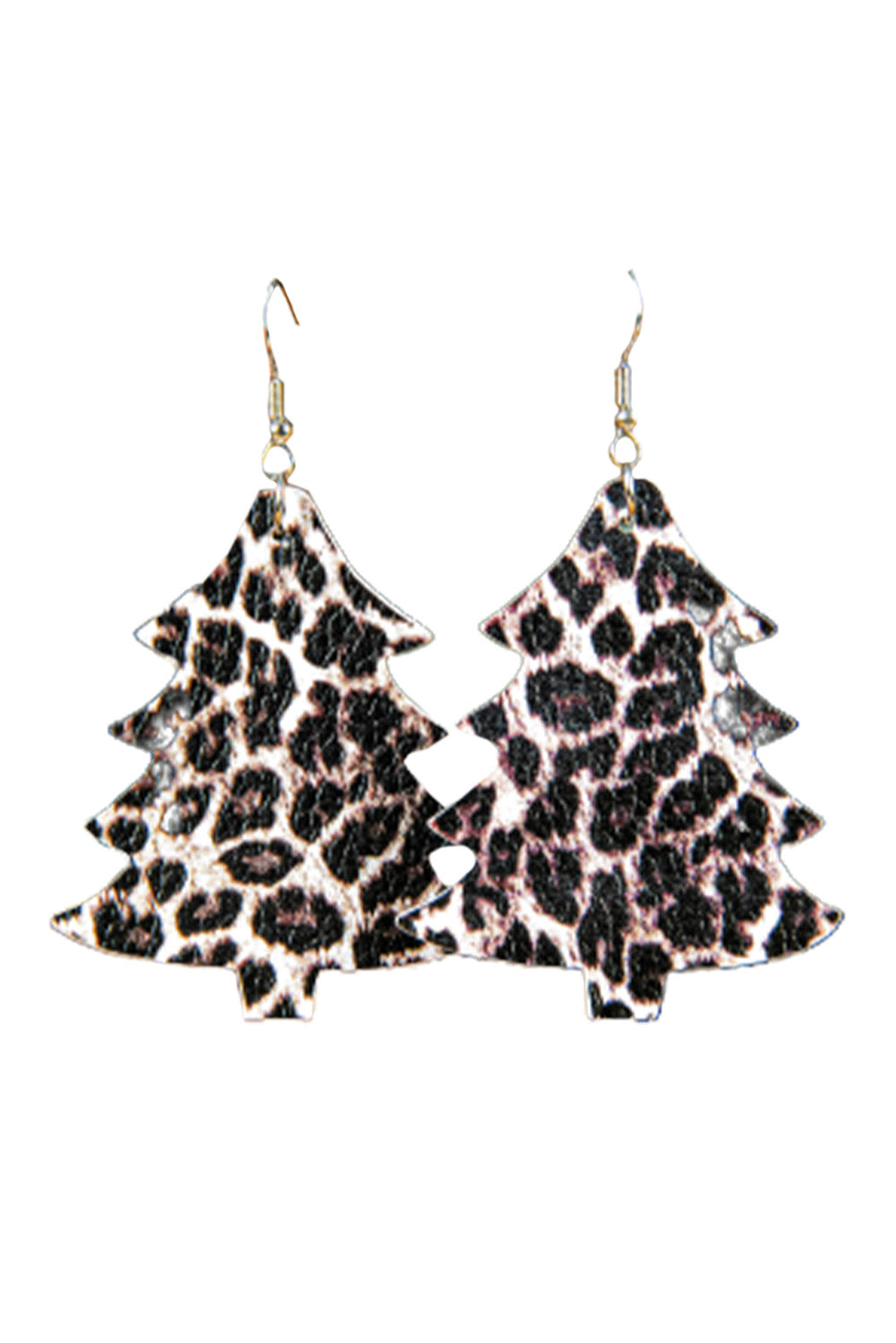 Christmas Tree Leopard Print Faux Leather Dangle Earrings Jewelry JT's Designer Fashion