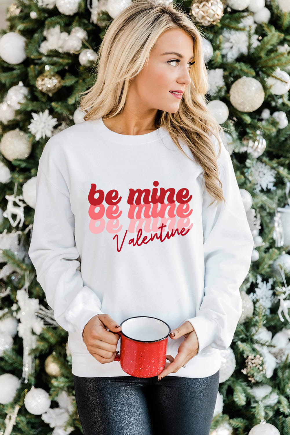 be mine Valentine Print Long Sleeve Sweatshirt Graphic Sweatshirts JT's Designer Fashion