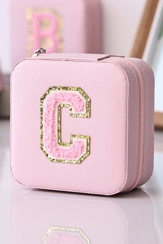 Pink Chenille C Letter Graphic Travel Jewelry Case Other Accessories JT's Designer Fashion