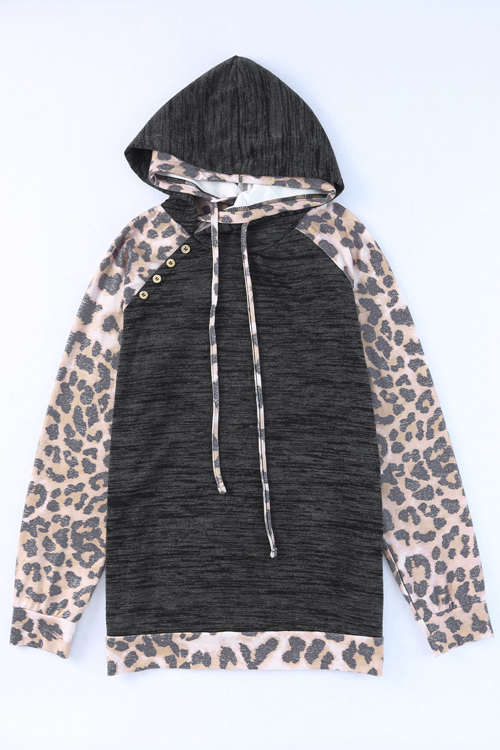 Brushed Leopard Contrast Hoodie Sweatshirts & Hoodies JT's Designer Fashion