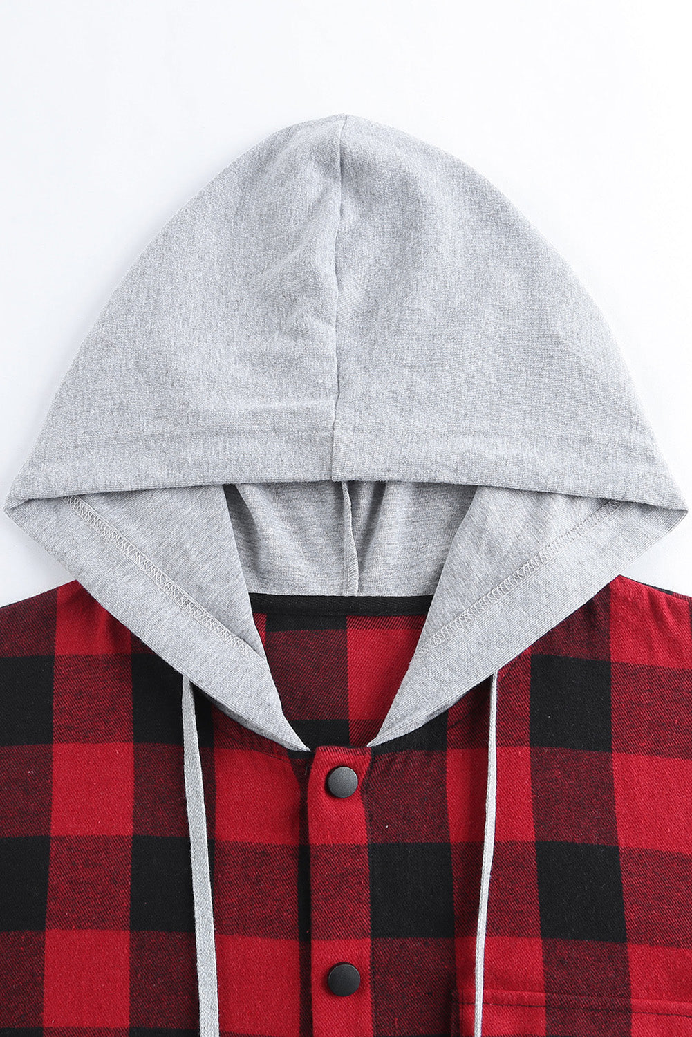 Fiery Red Plaid Printed Mens Hooded Shacket Men's Tops JT's Designer Fashion