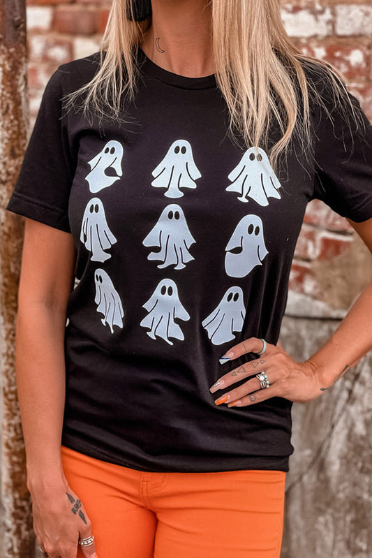Black Halloween Ghost Graphic Tee Graphic Tees JT's Designer Fashion