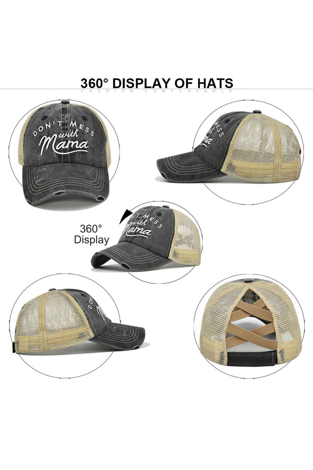 Beige Letter Embroidered Baseball Cap Hats & Caps JT's Designer Fashion