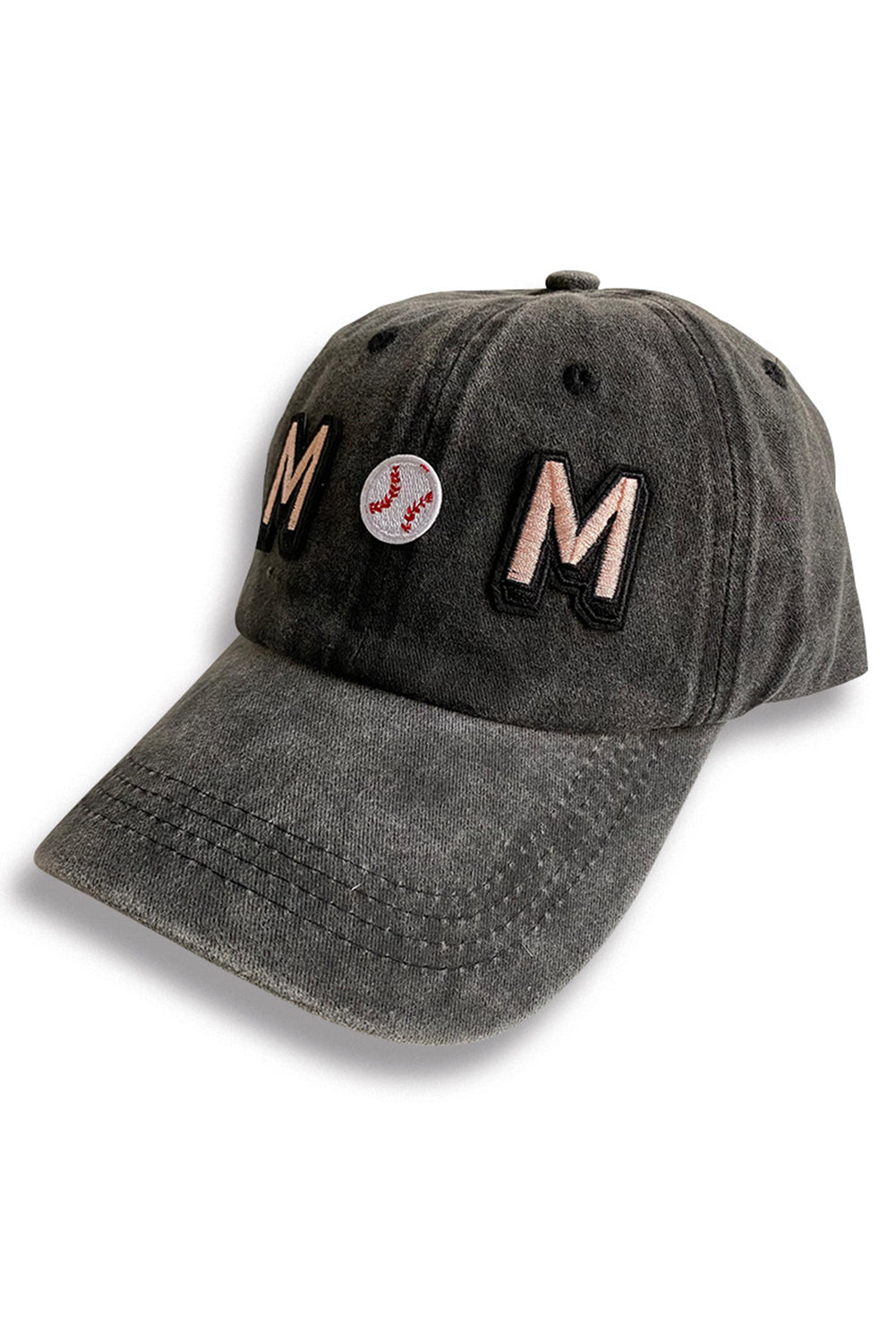Black Casual Mom Letter Baseball Element Print Cap Hats & Caps JT's Designer Fashion