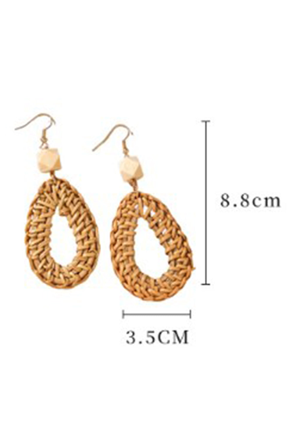 Beige Woven Waterdrop Shape Hook Earrings Jewelry JT's Designer Fashion