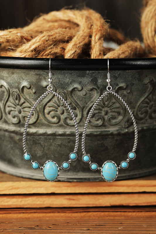 Silver Western Turquoise Water Drop Hook Earrings Jewelry JT's Designer Fashion