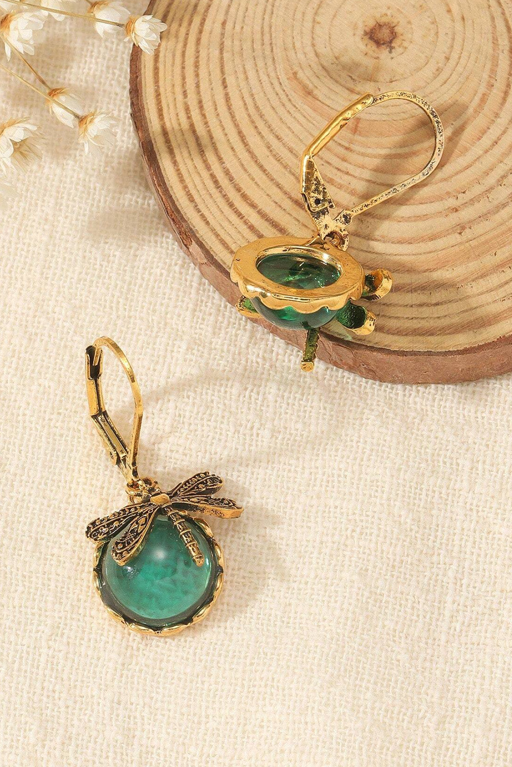 Grass Green Vintage Dragonfly Crystal Pendant Earrings Jewelry JT's Designer Fashion