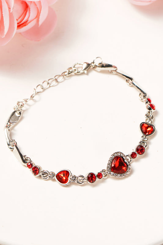 Fiery Red Heart-shape Gem Valentines Fashion Bracelet Jewelry JT's Designer Fashion
