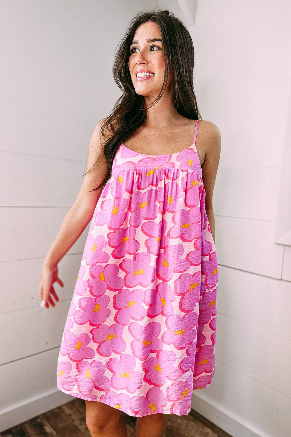 Pink Sweet Floral Flared Tank Dress Pre Order Dresses JT's Designer Fashion