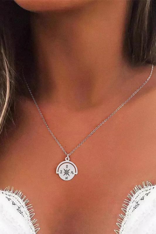 Silver Compass My Story Is Just Beginning Pendant Necklace Jewelry JT's Designer Fashion