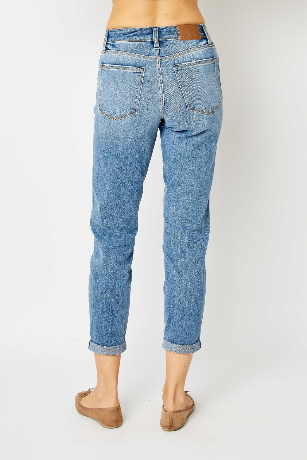 Judy Blue Full Size Cuffed Hem Slim Jeans Jeans JT's Designer Fashion