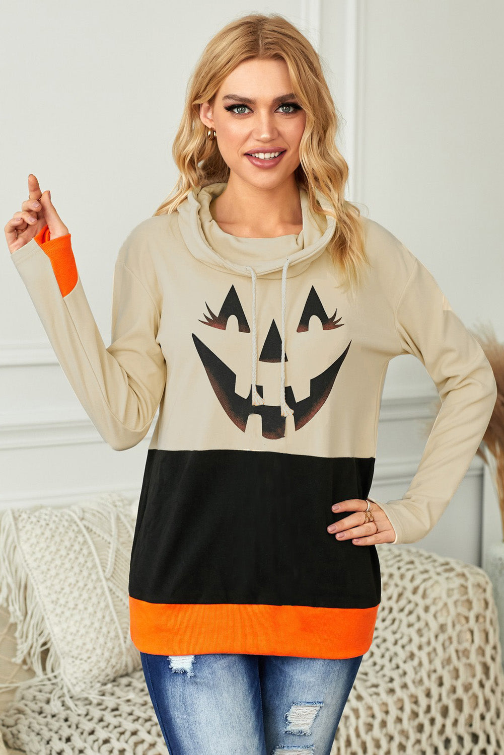 Black Turtleneck Halloween Festive Top Sweatshirts & Hoodies JT's Designer Fashion