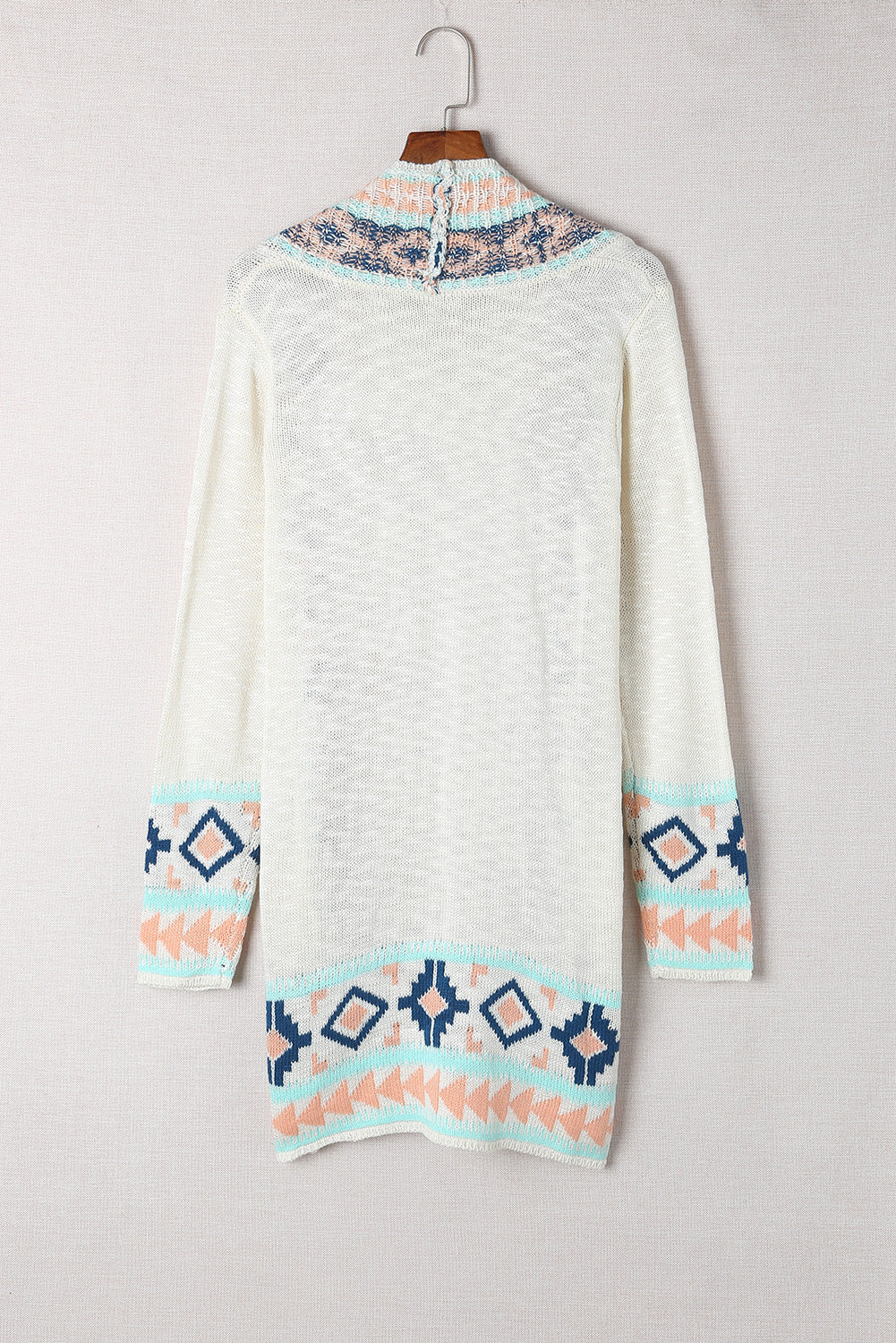 Apricot Aztec Print Open Front Cardigan Sweaters & Cardigans JT's Designer Fashion