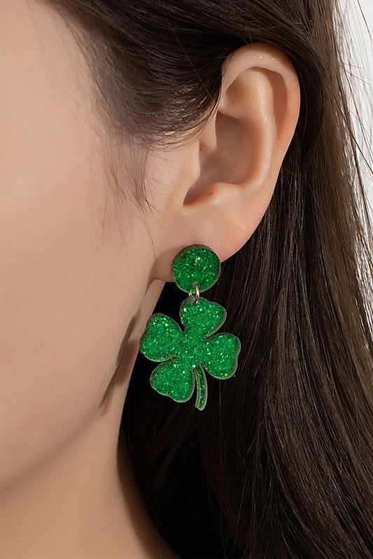 Blackish Green St Patricks Shamrock Shape Stud Earrings Jewelry JT's Designer Fashion