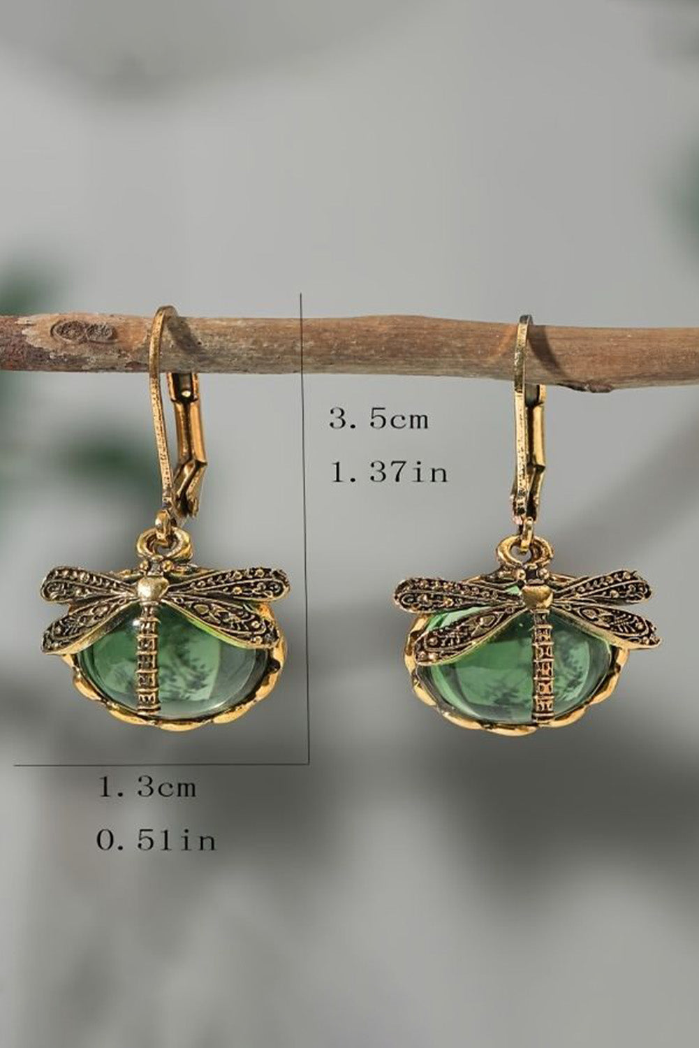 Grass Green Vintage Dragonfly Crystal Pendant Earrings Jewelry JT's Designer Fashion