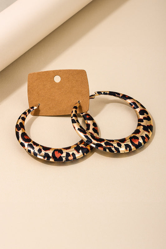 Brown Bold Leopard Ring Hoop Earrings Jewelry JT's Designer Fashion