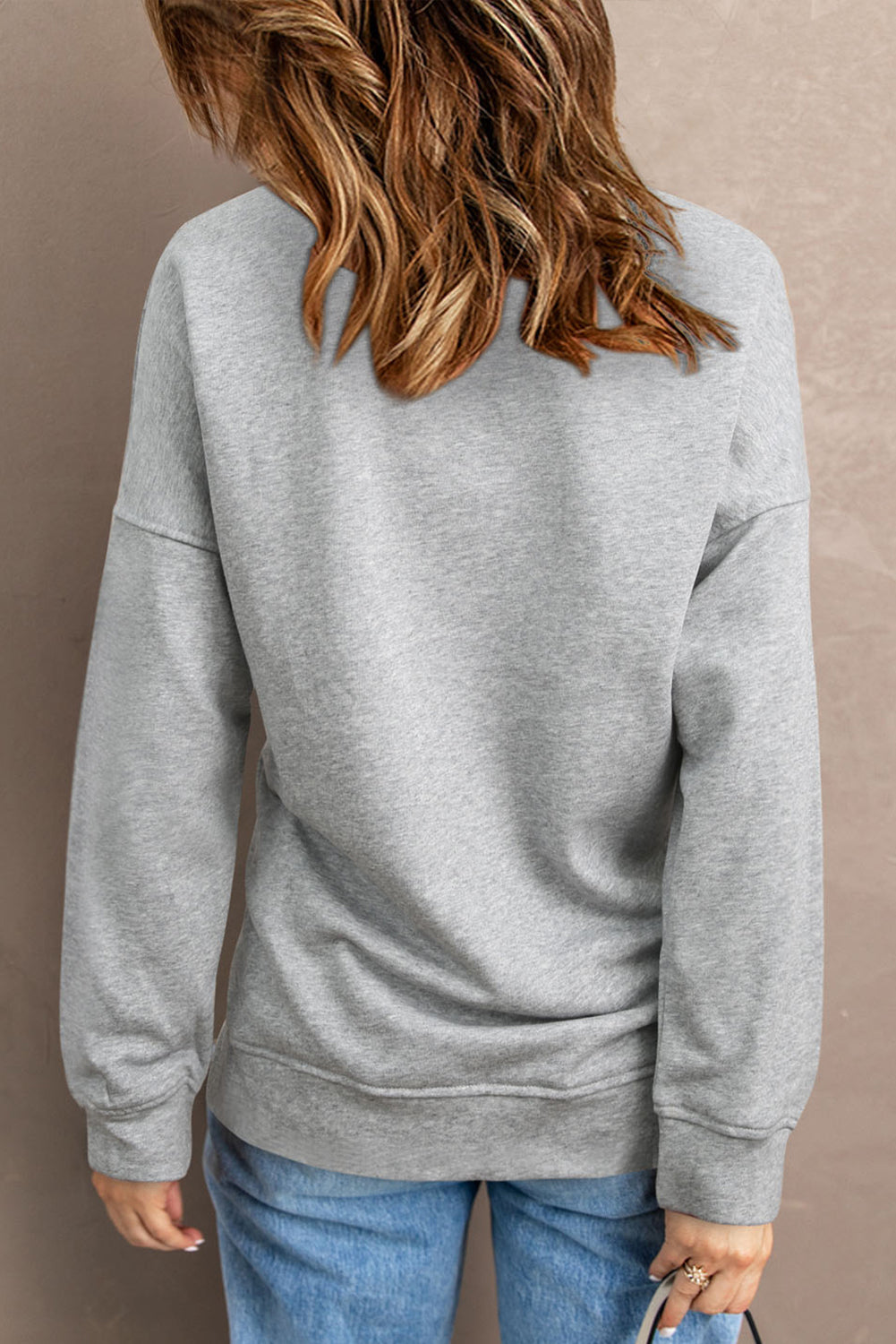 Gray Made in USA Print Long Sleeve Sweatshirt Graphic Sweatshirts JT's Designer Fashion