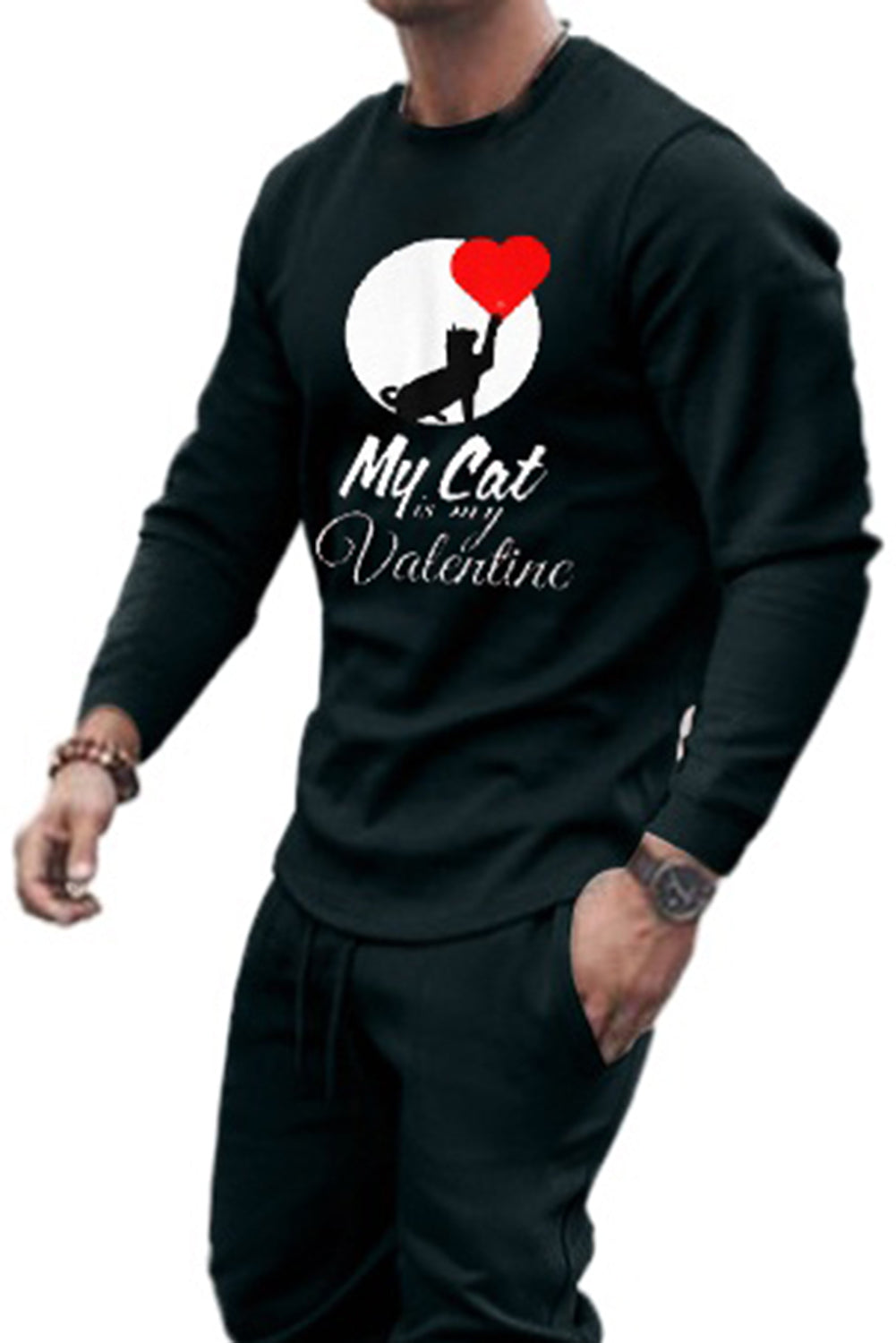 Men's Valentine Graphic Print Sweatshirt and Sweatpants Suit Men's Tops JT's Designer Fashion