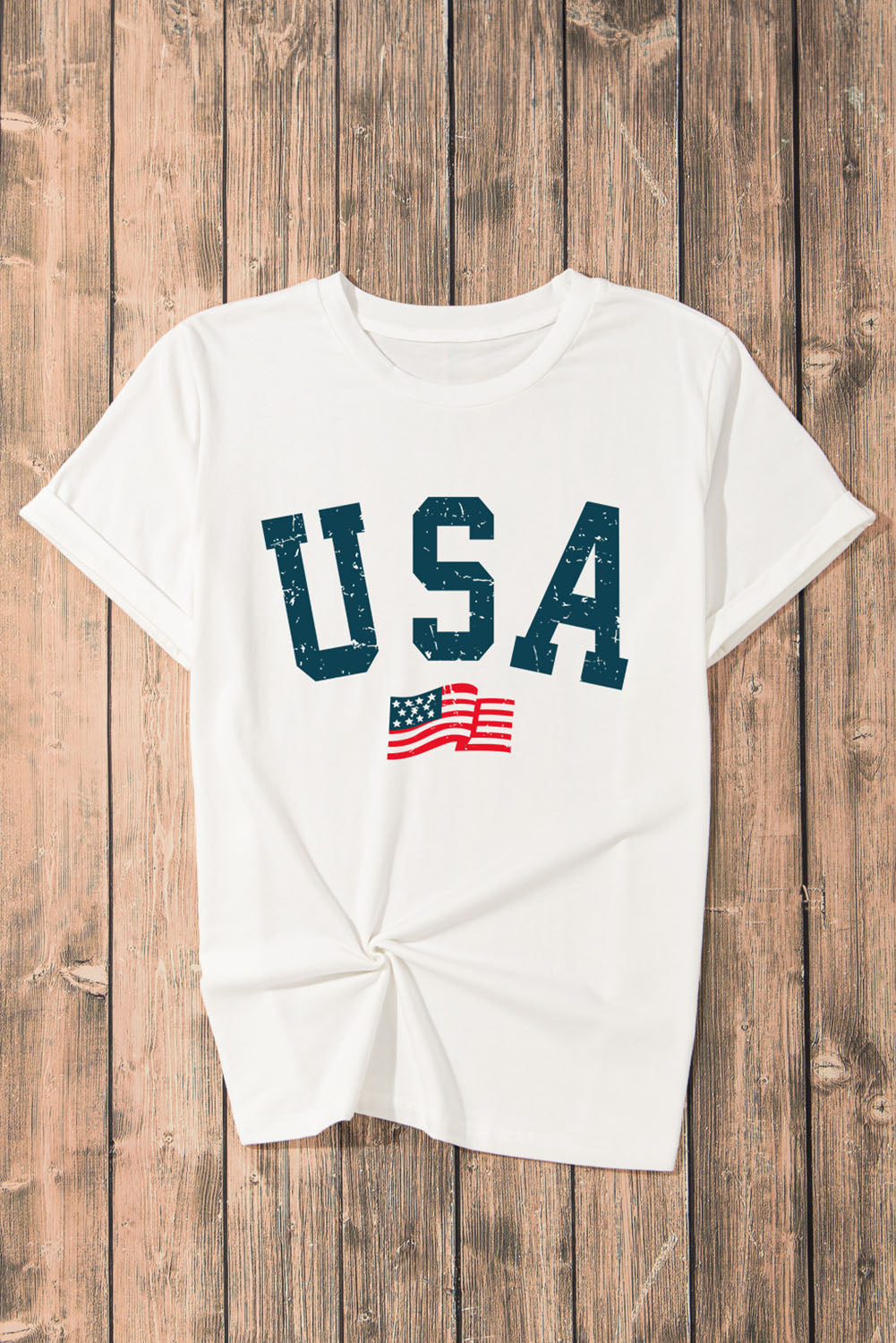 White USA Flag Graphic Oversized Tee Graphic Tees JT's Designer Fashion