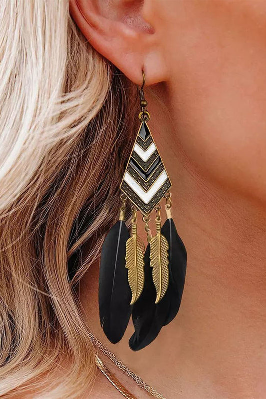 Vintage Bohemian Feather Earrings Jewelry JT's Designer Fashion