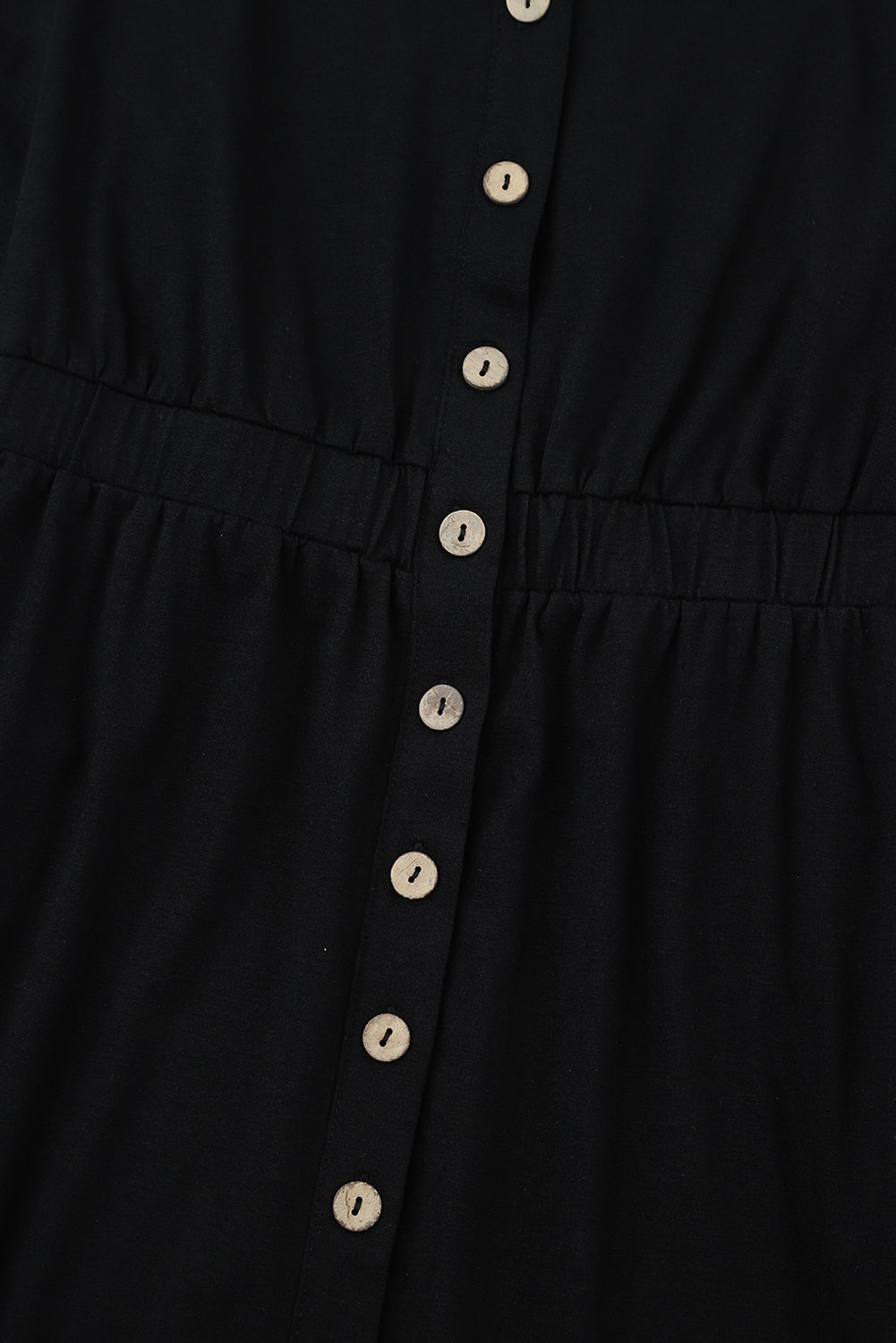 Black Button Up High Waist Long Sleeve Dress Midi Dresses JT's Designer Fashion