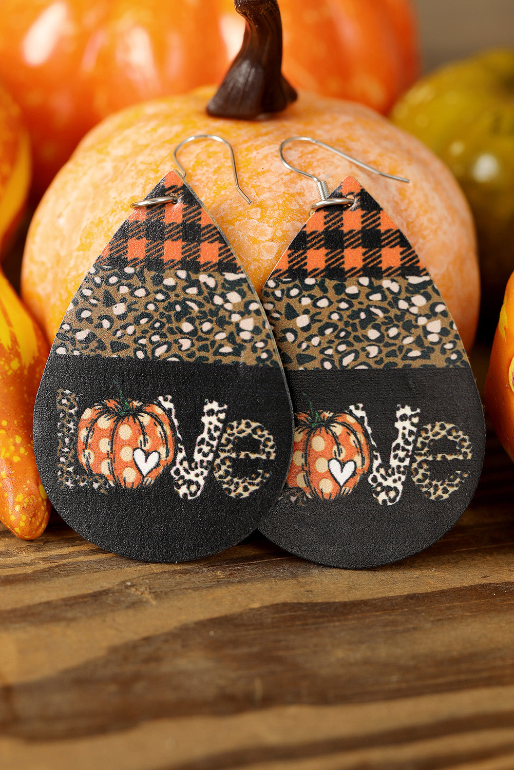 Black Halloween Pumpkin Pu Leather Earrings Jewelry JT's Designer Fashion