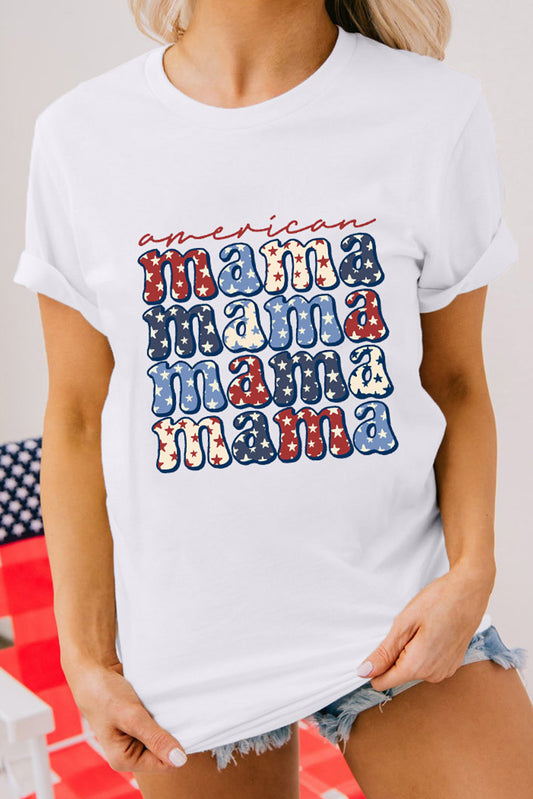 White american Star mama Graphic T Shirt Graphic Tees JT's Designer Fashion