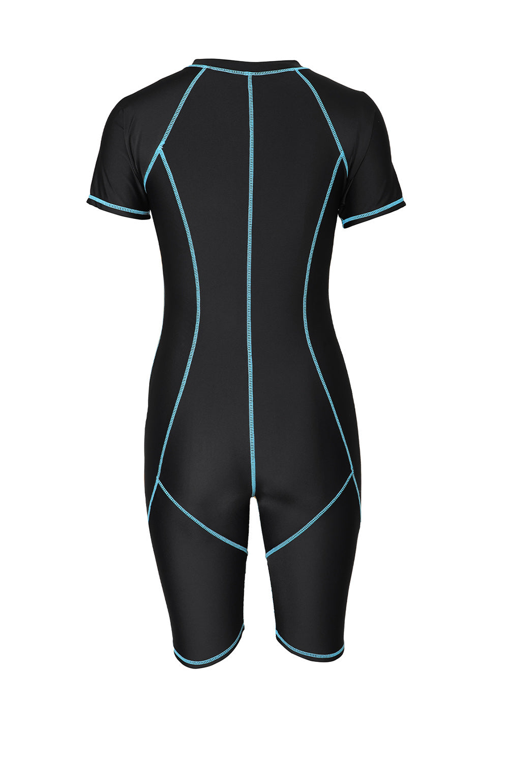 Sky Blue Seam Contoured Zip Front Wetsuit Rash Guards JT's Designer Fashion