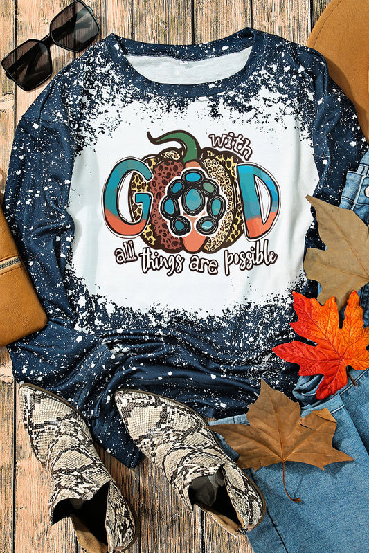 Blue Fun Pumpkin Monogram Western Tie Dye Graphic Sweatshirt Graphic Sweatshirts JT's Designer Fashion