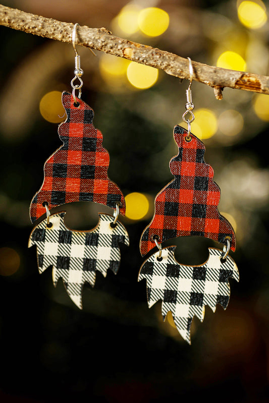 Fiery Red Plaid Print Christmas Dangle Earrings Jewelry JT's Designer Fashion