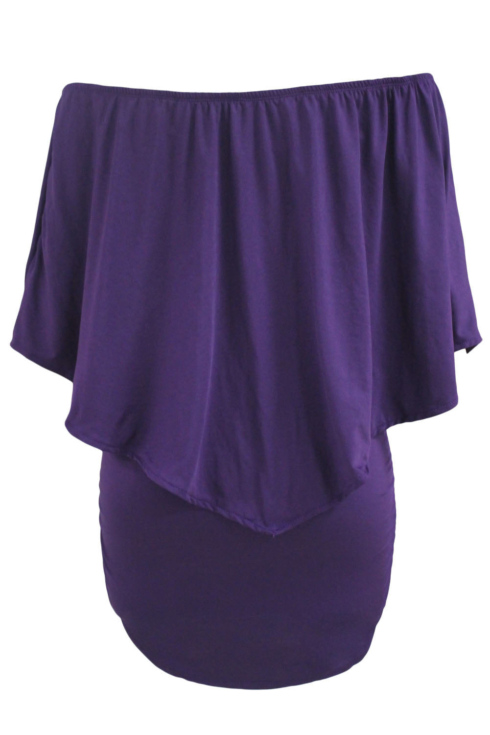 Plus Size Multiple Dressing Layered Purple Mini Poncho Dress Plus Size Dresses JT's Designer Fashion