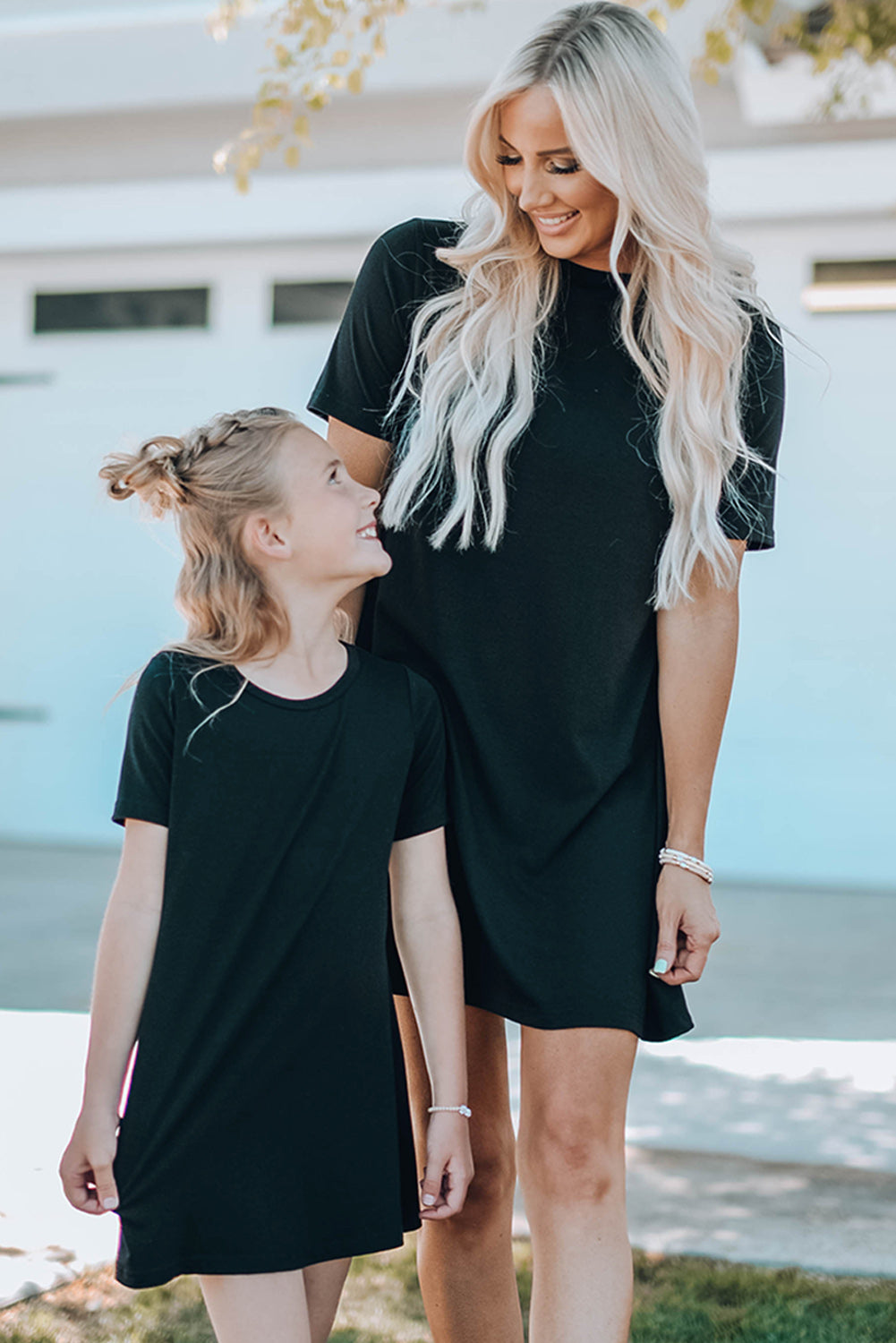 Black Family Matching Mom's Short Sleeve T-shirt Dress Family Dress JT's Designer Fashion
