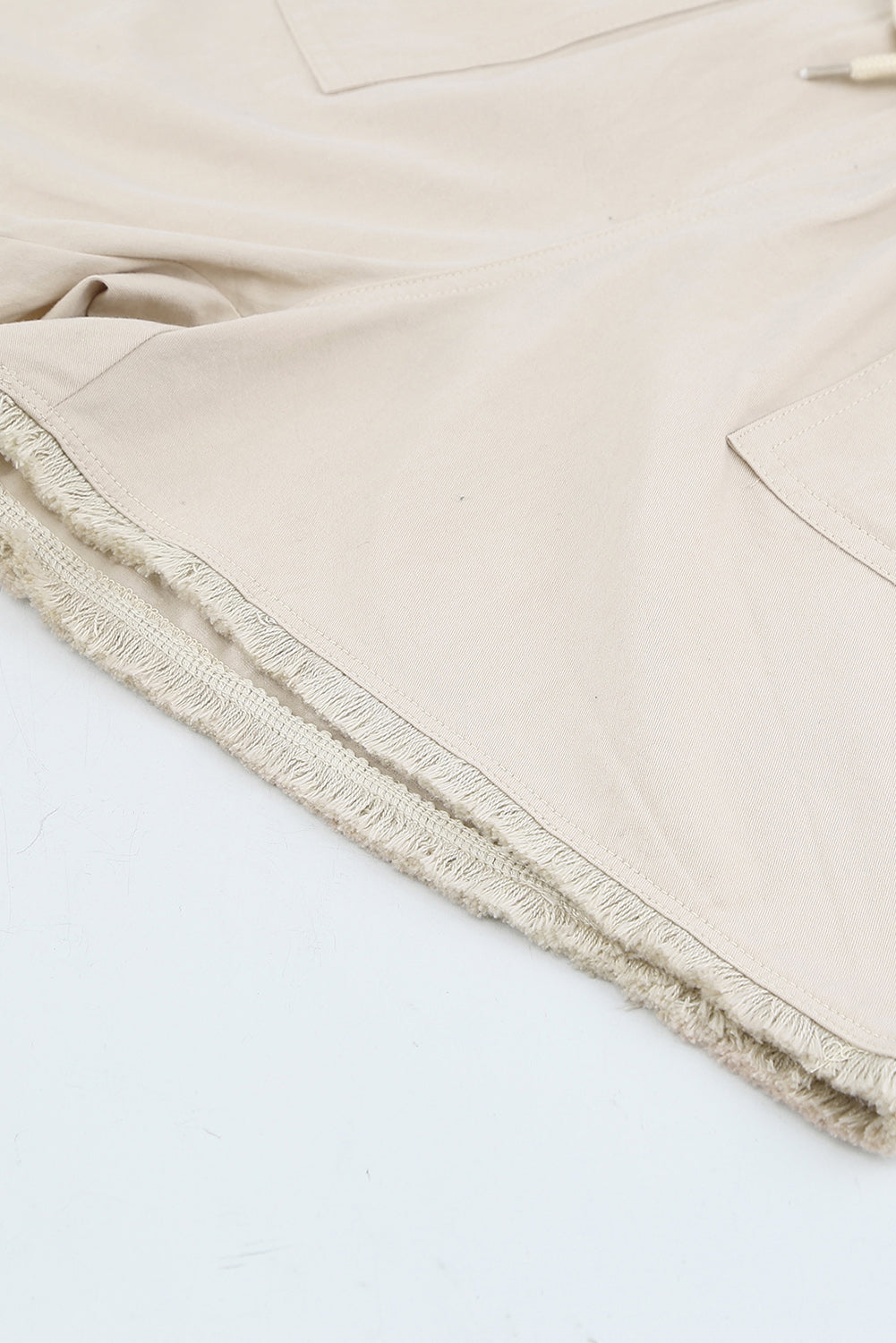 Khaki Solid Color Drawstring Frayed Hem Pocketed Shorts Casual Shorts JT's Designer Fashion