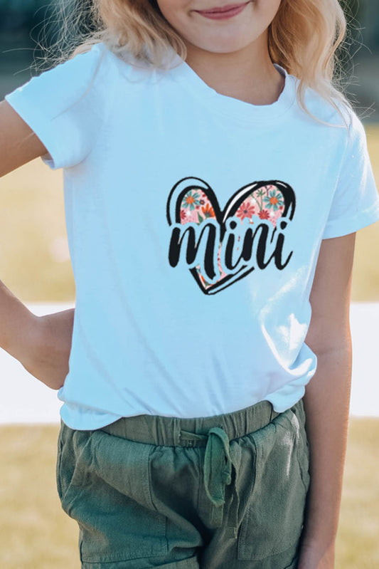 White Mini Floral Heart Family Matching T Shirt for Kid White 95%Polyester+5%Elastane Family T-shirts JT's Designer Fashion