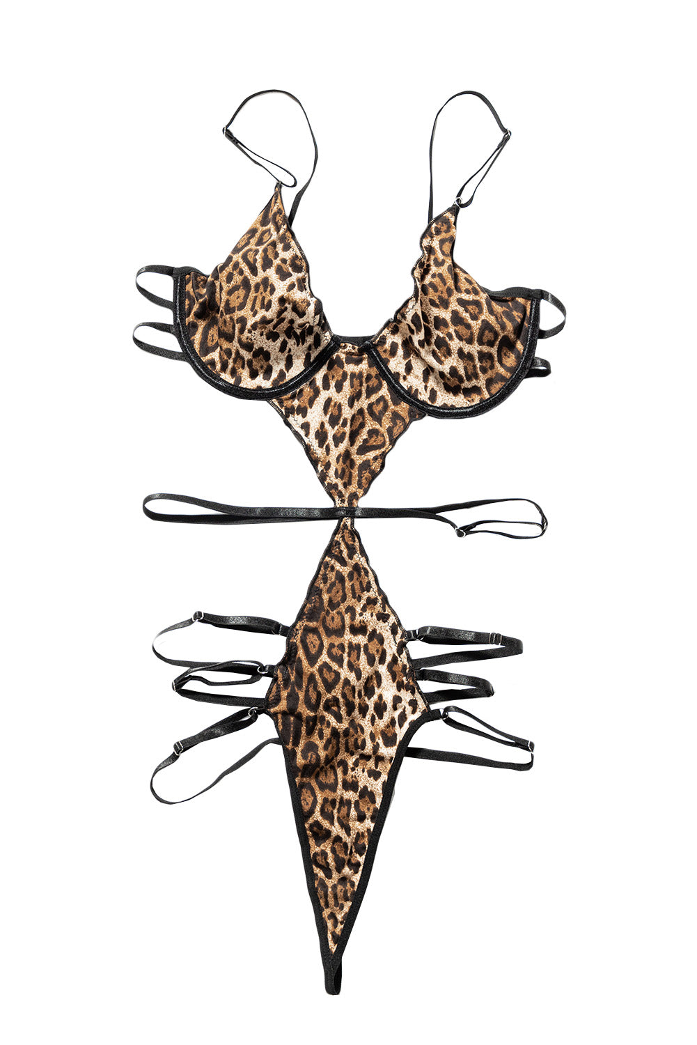 Leopard Daring Cutout Open Back Teddy Lingerie Teddy Lingerie JT's Designer Fashion